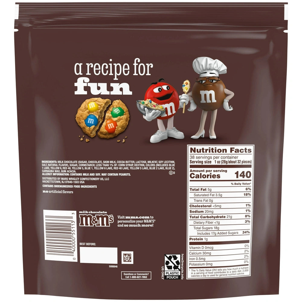 M&amp;M'S Milk Chocolate Candy, Party Size, Bag (B07WHF92NJ) 38 oz (Pack of 6)