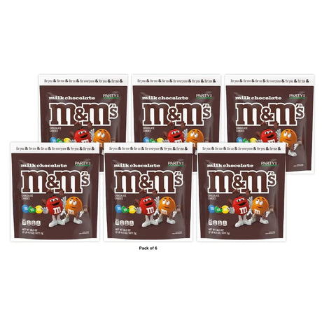 M&amp;M'S Milk Chocolate Candy, Party Size, Bag (B07WHF92NJ) 38 oz (Pack of 6)