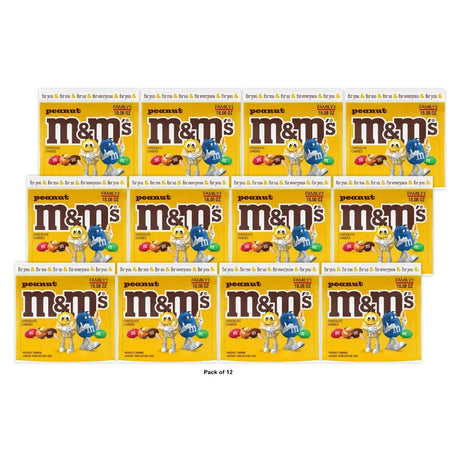 M&M's Peanut Family Size Chocolate Candy - 18.08 oz (Pack of 12)