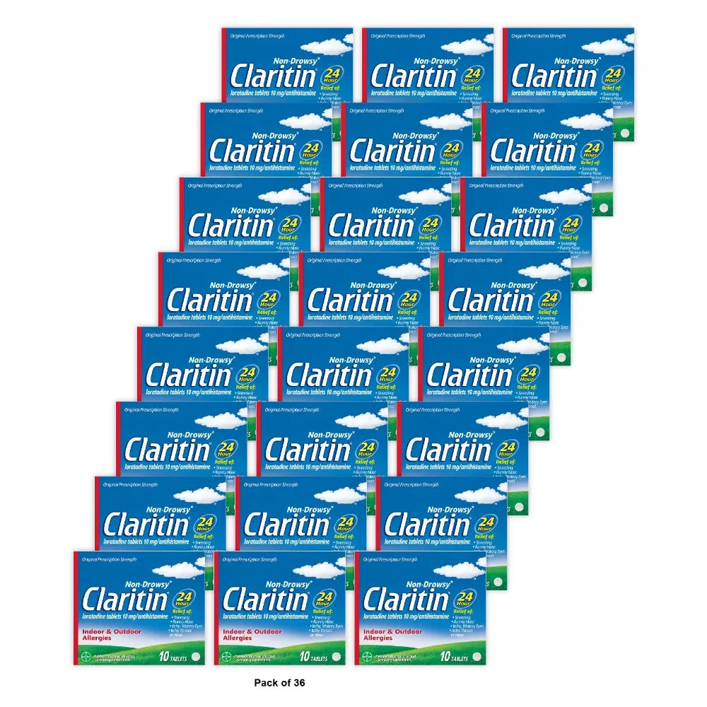 Claritin Allergy Relief 24 Hour Non-Drowsy Loratadine Tablets - 10ct (Pack of 36)