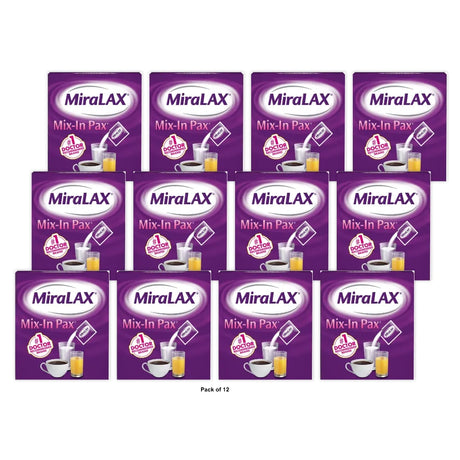 Miralax #1 Physician Recommended Mix-In-Pax Gentle Constipation Relief Laxative (Pack of 12)