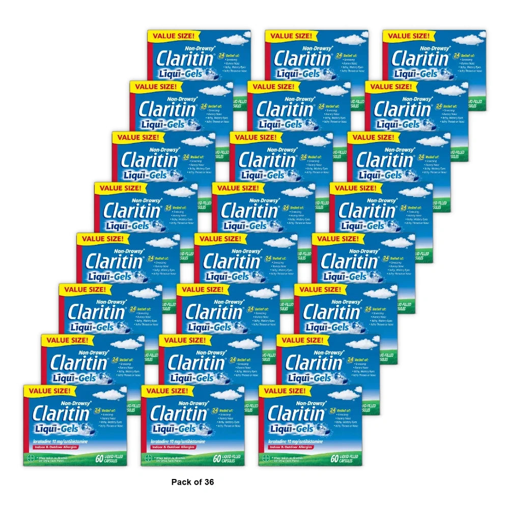Claritin Liqui-Gels 24 Hour Non-Drowsy Allergy Medicine Loratadine Antihistamin (Pack of 36)