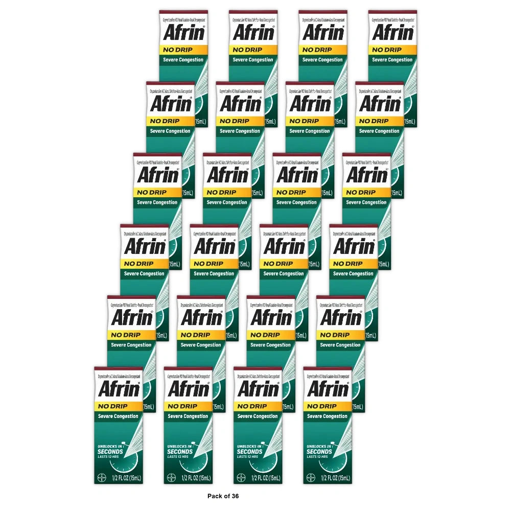Afrin Nasal Spray No Drip Severe Congestion Relief - 0.5 fl Oz (Pack of 36)