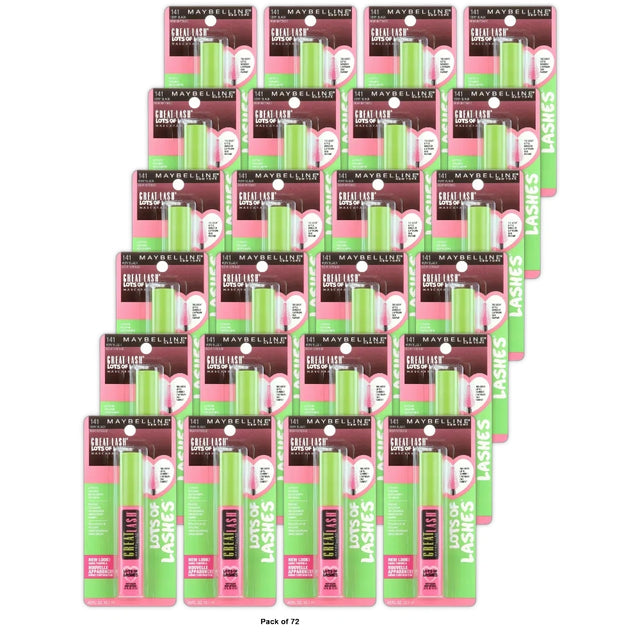 Maybelline New York Great Lash Lots of Lashes Washable Mascara, Very Black 0.43 fl Oz (Pack of 72)