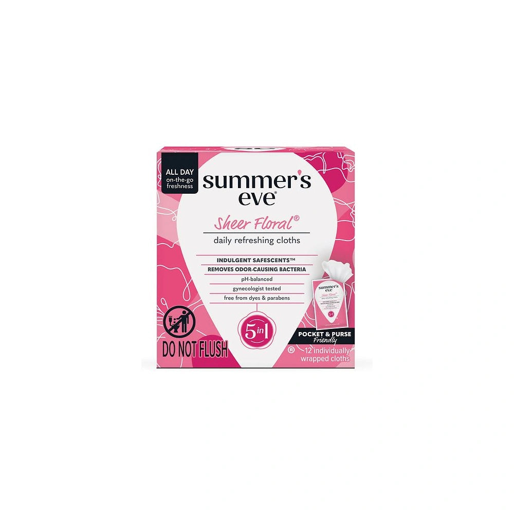 Summer's Eve Sheer Floral 5-in-1 Feminine Wipes (Pack of 12)