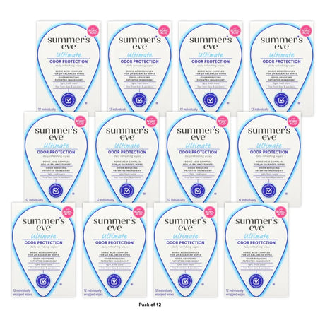 Summer's Eve Odor Relief with Boric Acid Feminine Wipes (Pack of 12)