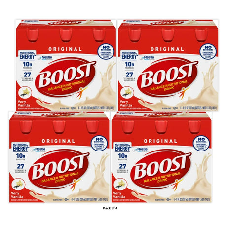 BOOST Original Balanced Nutritional Drink Very Vanilla 10 g Protein 6 - 8 fl OZ (Pack of 4)