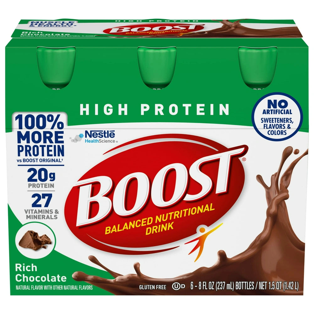BOOST High Protein Nutritional Drink Rich Chocolate 20 g Protein 6 - 8 fl OZ(Pack of 4)
