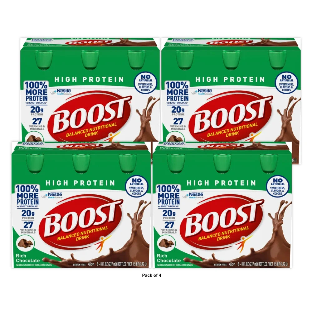 BOOST High Protein Nutritional Drink Rich Chocolate 20 g Protein 6 - 8 fl OZ(Pack of 4)