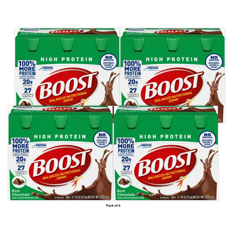 BOOST High Protein Nutritional Drink Rich Chocolate 20 g Protein 6 - 8 fl OZ(Pack of 4)