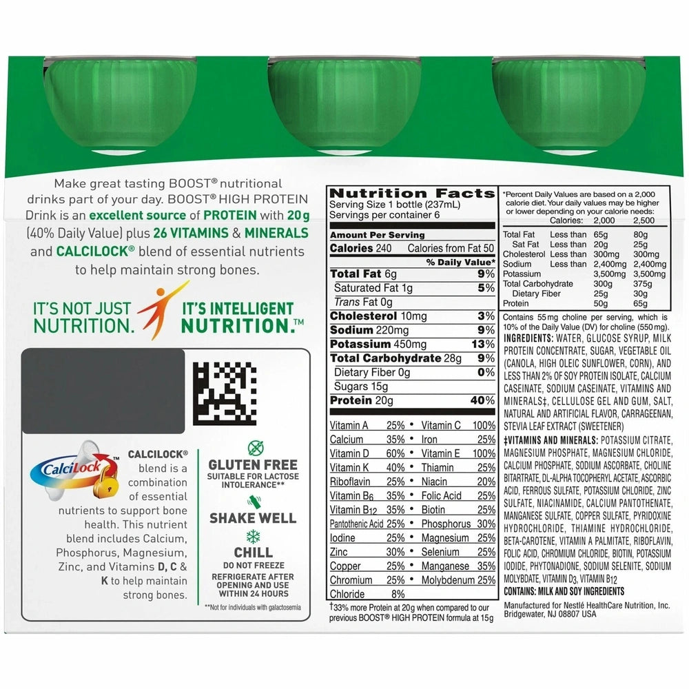 BOOST High Protein Nutritional Drink Very Vanilla 20 g Protein 6 - 8 fl OZ (Pack of 4)