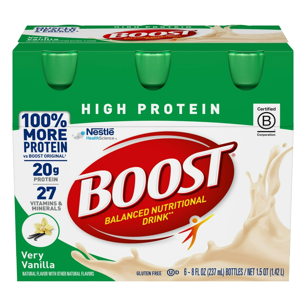 BOOST High Protein Nutritional Drink Very Vanilla 20 g Protein 6 - 8 fl OZ (Pack of 4)