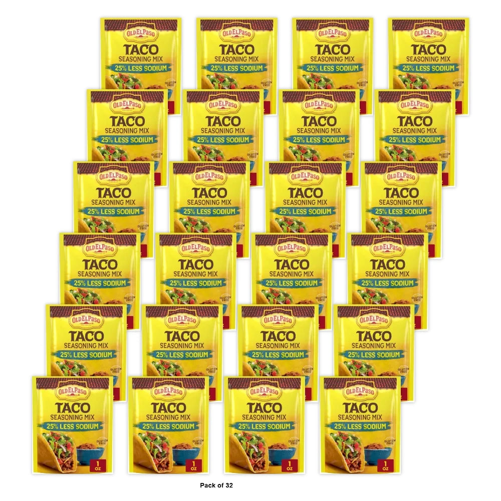 Old El Paso Taco Seasoning 25% Less Sodium 1 Oz (Pack of 32)