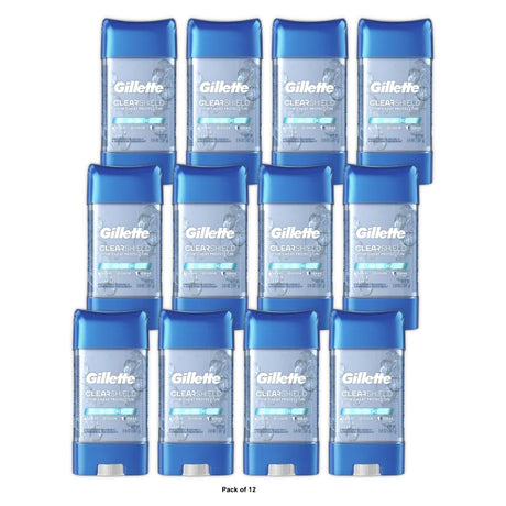 Gillette Antiperspirant and Deodorant for Men - Clear Gel, Artic Ice, 3.8 OZ (Pack of 12)