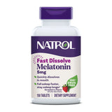 Natrol Melatonin Fast Dissolve Sleep Aid Tablets Strawberry 5mg 150 Count 4Oz (Pack of 12)