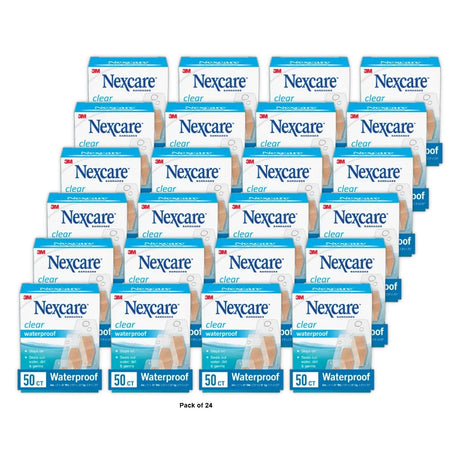 Nexcare Waterproof Clear Bandages, Assorted Sizes, 50 Count (Pack of 24)