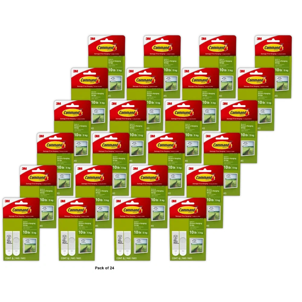 Command Medium Picture Hangers White 4 Pairs Damage-Free Hanging 0.16 Oz (Pack Of 24)