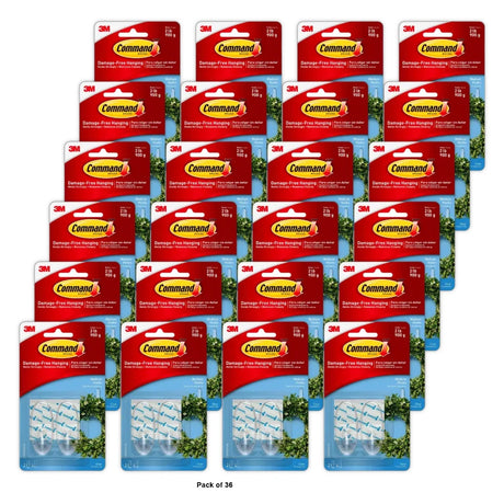 Command - Clear Medium Hooks 2.00 ct 0.48 Oz (Pack of 36)