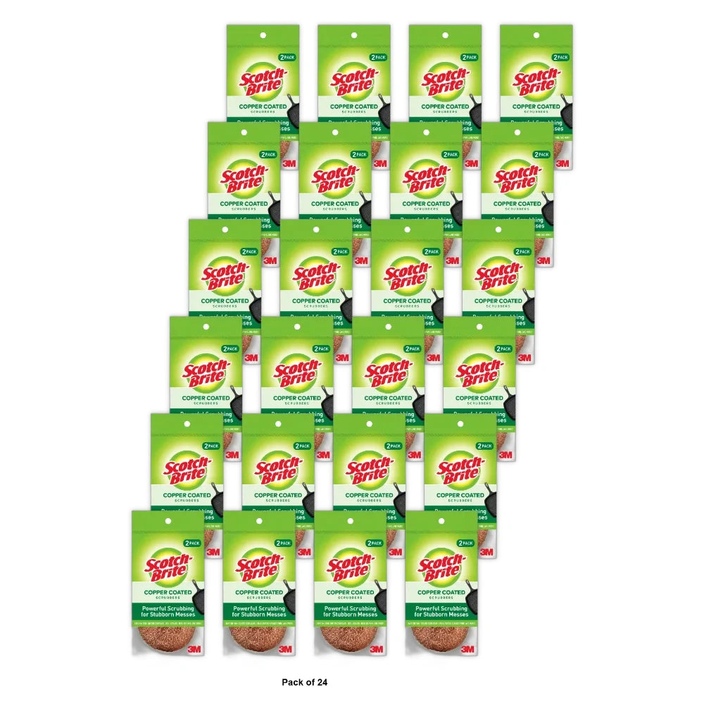 Scotch-Brite Copper Coated Scrubbers 2 Scrubbers 1.76 Oz (Pack of 24)
