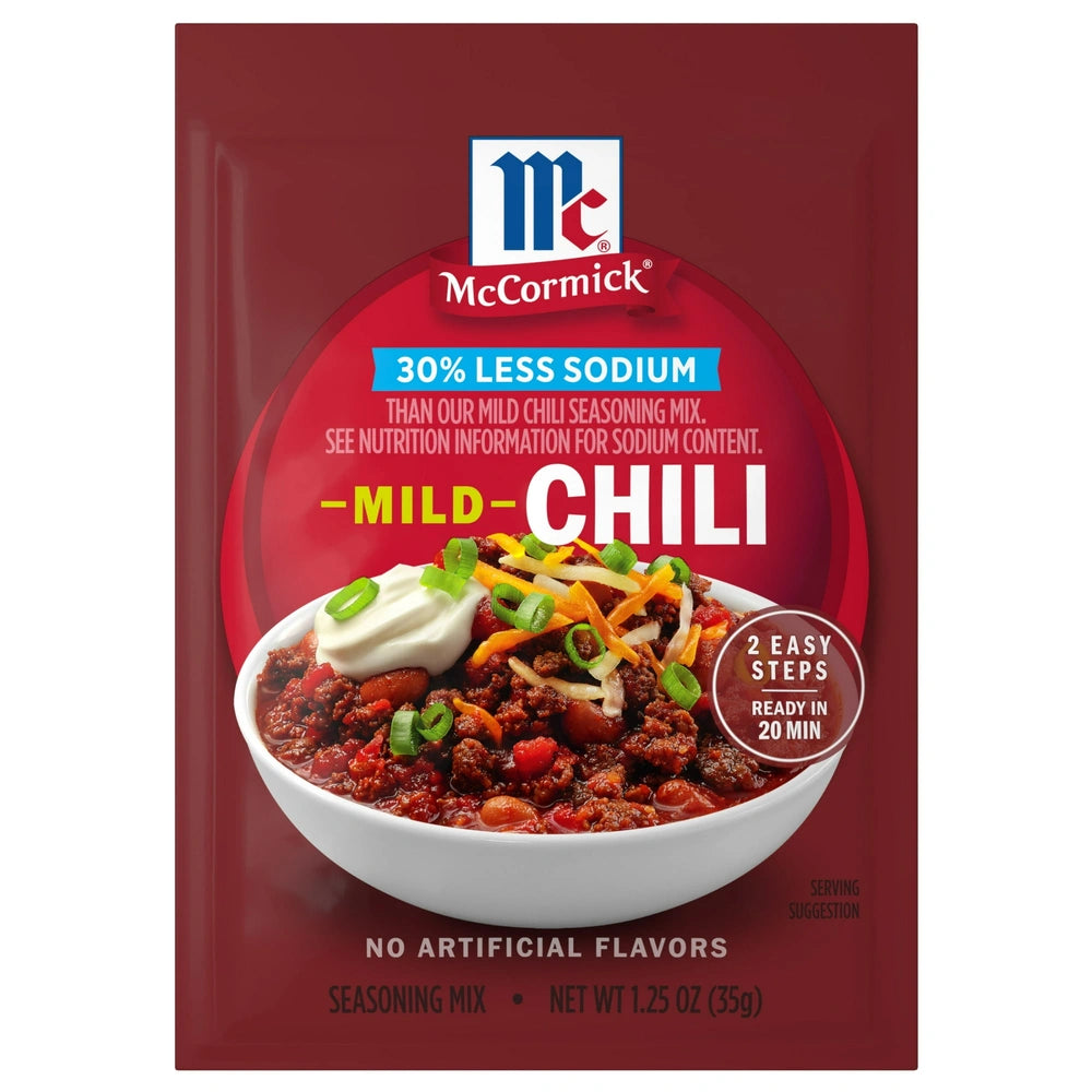 Mccormick 30% Less Sodium Chili Mild Seasoning Mix 1.25 Oz(Pack Of 12)