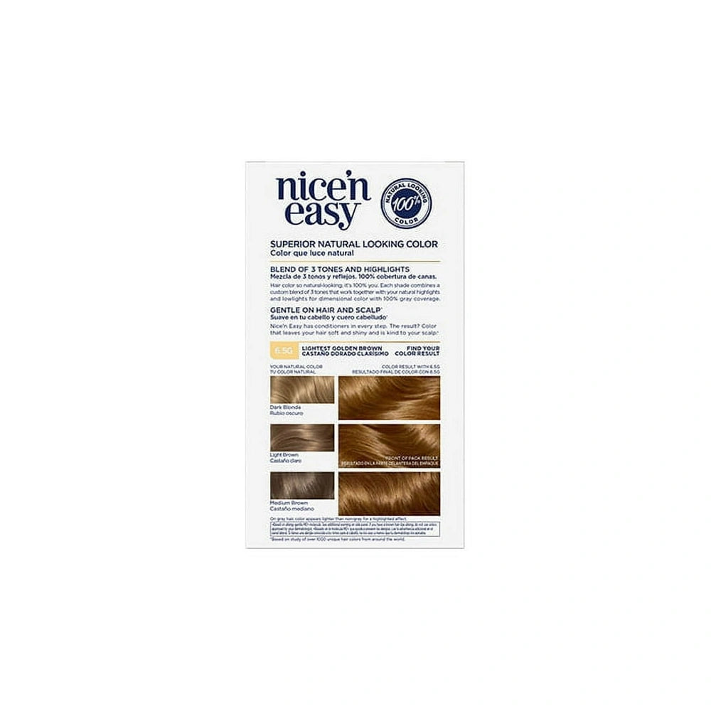 Clairol Nice n Easy Permanent Hair Color Cream 6.5G Lightest Golden Brown Hair (Pack of 12)
