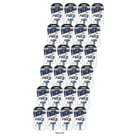 BIC Flex 3 Titanium Disposable Razor Three Blade Navy 4 Pack 3.2 Oz (Pack of 72)