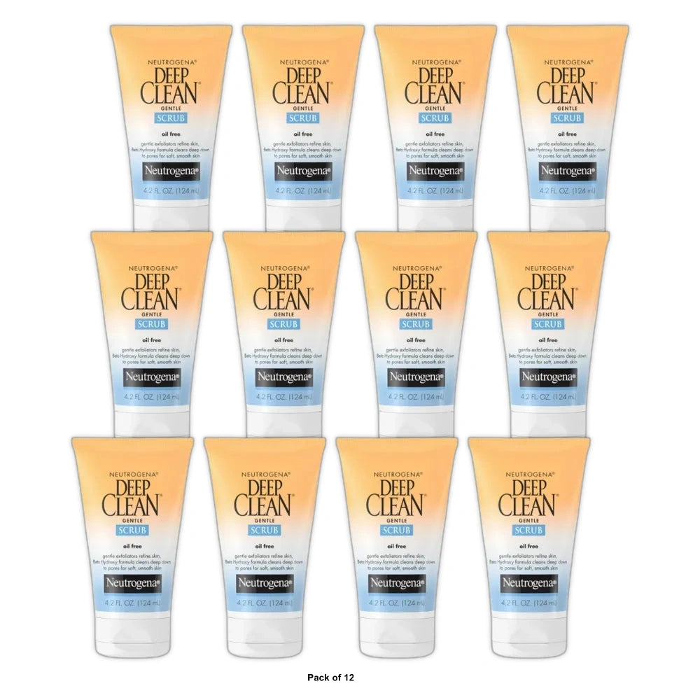 Neutrogena Deep Clean Gentle Facial Scrub Oil free Cleanser 4.2 fl. oz (Pack of 12)