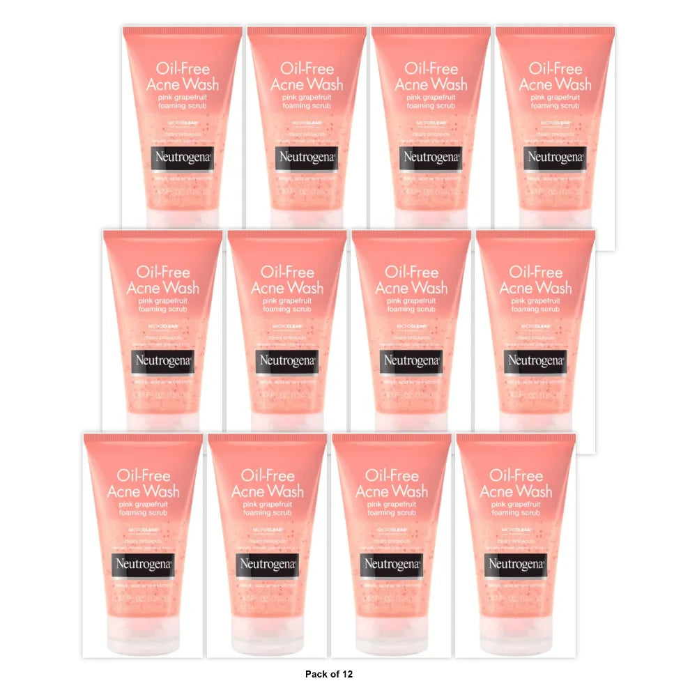 Neutrogena Oil-Free Acne Wash Pink Grapefruit Facial Scrub 4.2 fl. oz (Pack of 12)
