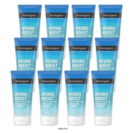 Neutrogena Hydro Boost Gentle Exfoliating Facial Cleanser with Hyaluronic Acid,5 oz (Pack of 12)
