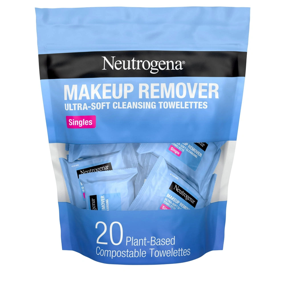 Neutrogena Facial Cleansing Makeup Remover Wipes Singles - 20ct (Pack of 6)