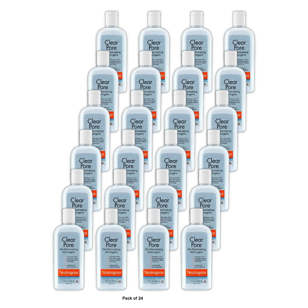 Neutrogena Clear Pore Oil-Eliminating Astringent with Salicylic Acid, Pore Clear 8 Oz (Pack of 24)