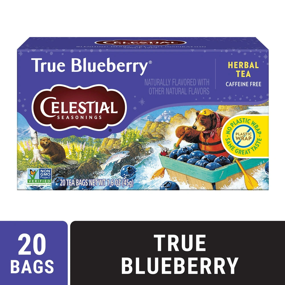 Celestial Seasonings True Blueberry Caffeine-Free Herbal Tea Bags 1.6 Oz (Pack Of 6)