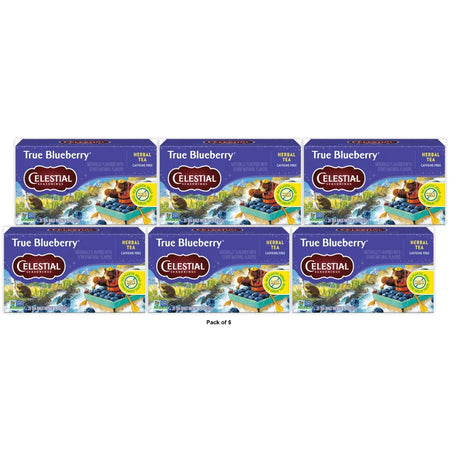 Celestial Seasonings True Blueberry Caffeine-Free Herbal Tea Bags 1.6 Oz (Pack Of 6)