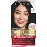 L'Oreal Paris Excellence Triple Protection Permanent Color 1 Black 6.3 fl OZ (Pack of 12)