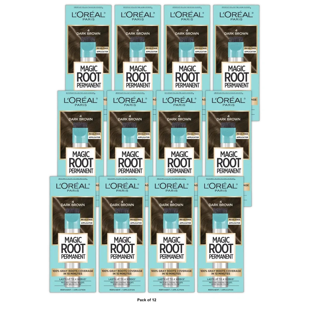L'Oreal Paris Root Rescue Permanent Hair Color - Dark Brown 4 (Pack of 12)