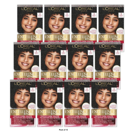 L'Oreal Paris Excellence Creme Triple Protection Color- 3 Natural B- 6.3 fl OZ (Pack of 12)