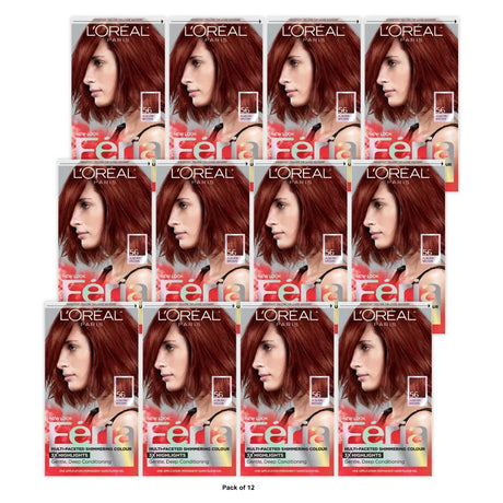L'Oreal Paris Feria Shimmering Permanent Hair Color, 56 Brilliant Bordeaux (Auburn Brown) (Pack of 12)