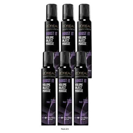 L Oreal Paris Advanced Hairstyle Boost It 24 Hour Body + Volume Hair Styling Mousse 8.3 Oz (Pack of 6)
