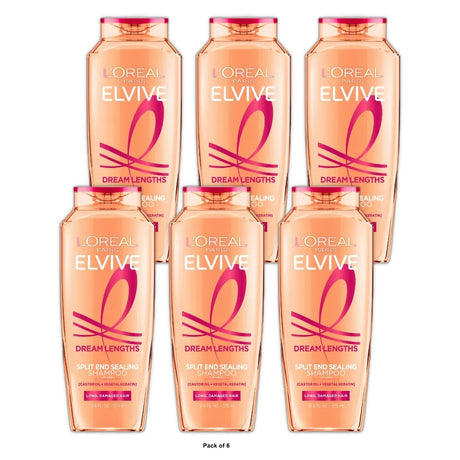 L Oreal Paris Elvive Dream Lengths Damaged Hair Repairing Shampoo Squeeze 12.5 fl oz (Pack of 6)
