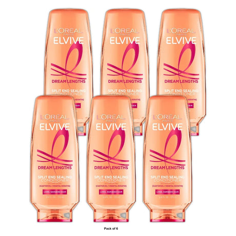 L Oréal Paris Elvive Dream Lengths Squeeze Conditioner Damaged Hair Castor Oil 12.5 fl oz (Pack of 6)