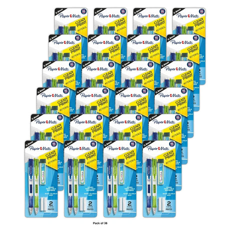 Paper Mate 1759214 Clear Point Mechanical Pencil Starter Set 09 Mm Lime Green Royal Blue 2Set 1.6 Oz (Pack of 36)