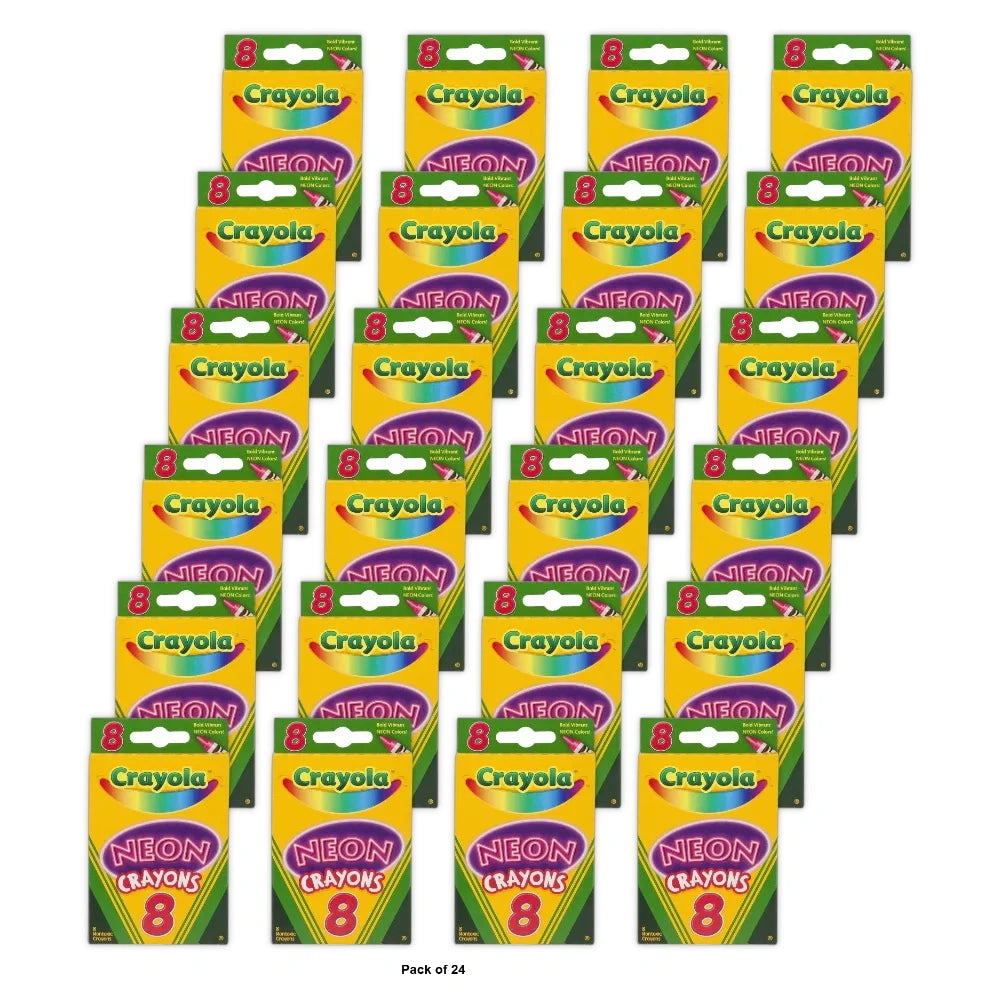 Crayola Non-Toxic Crayon Assorted Neon Color 8/Pkg 7.2 Oz (Pack of 24)