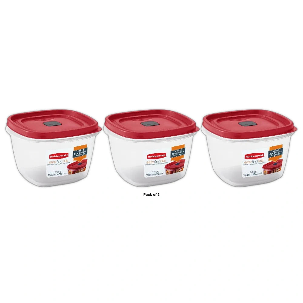 Rubbermaid Easy Find Vented Lid 7-Cup Food Storage Container (Pack of 3)