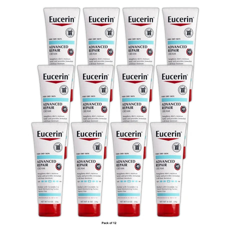 Eucerin Advanced Repair Body Cream for Very Dry Skin Unscented 8 oz(Pack of 12)
