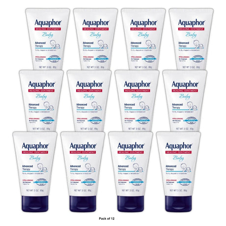 Aquaphor Baby Healing Ointment Diaper Rash and Dry Skin Protectant, 3 OZ (Pack of 12)