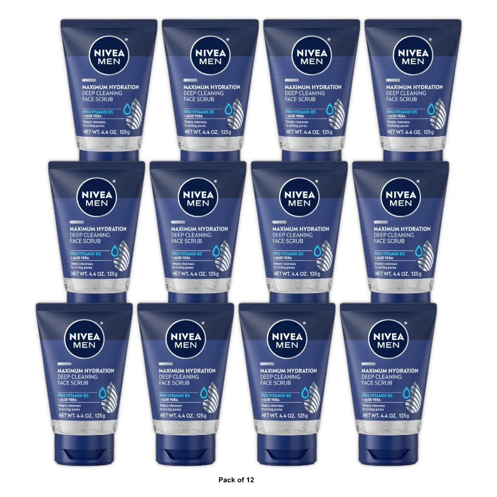 Nivea for Men Energy Face Scrub Tube, 4.4 OZ (Pack of 12)