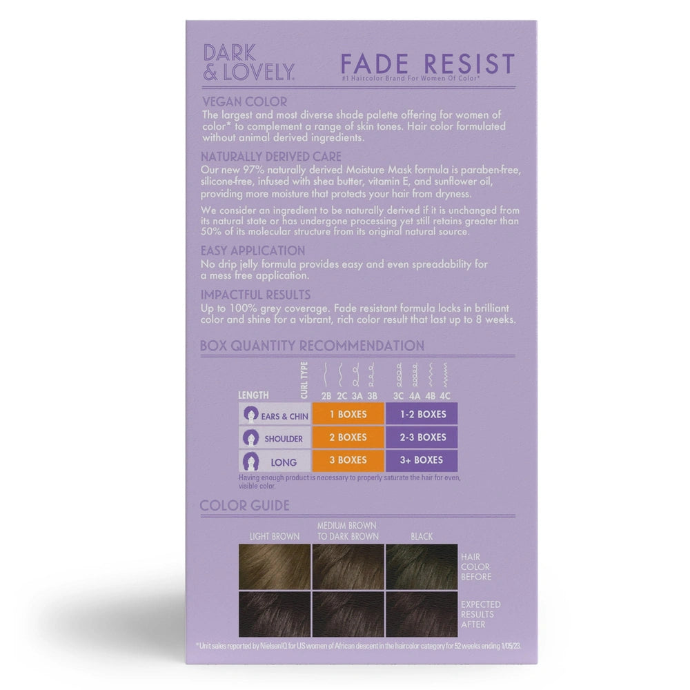 Dark and Lovely Fade Resist Permanent Hair Color - 401 Natural Black (Pack of 12)