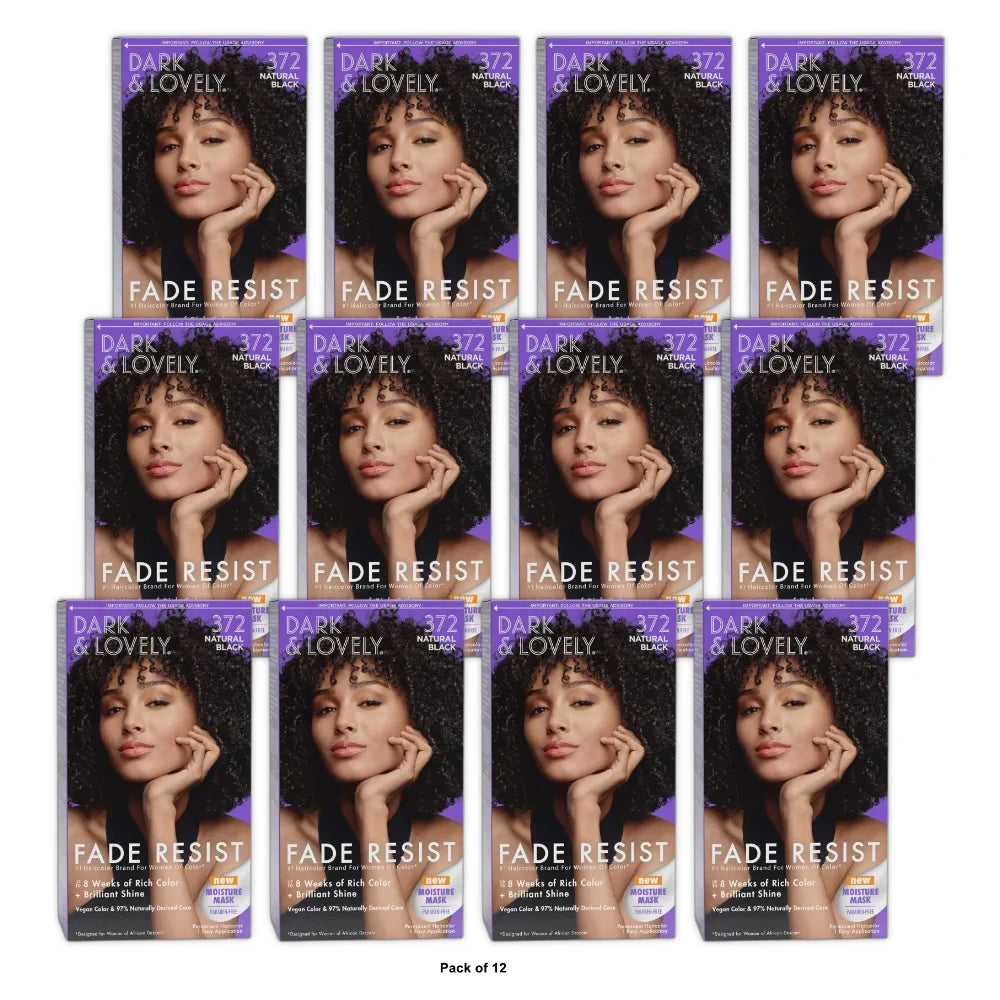 Dark and Lovely Fade Resist Permanent Hair Color - 401 Natural Black (Pack of 12)