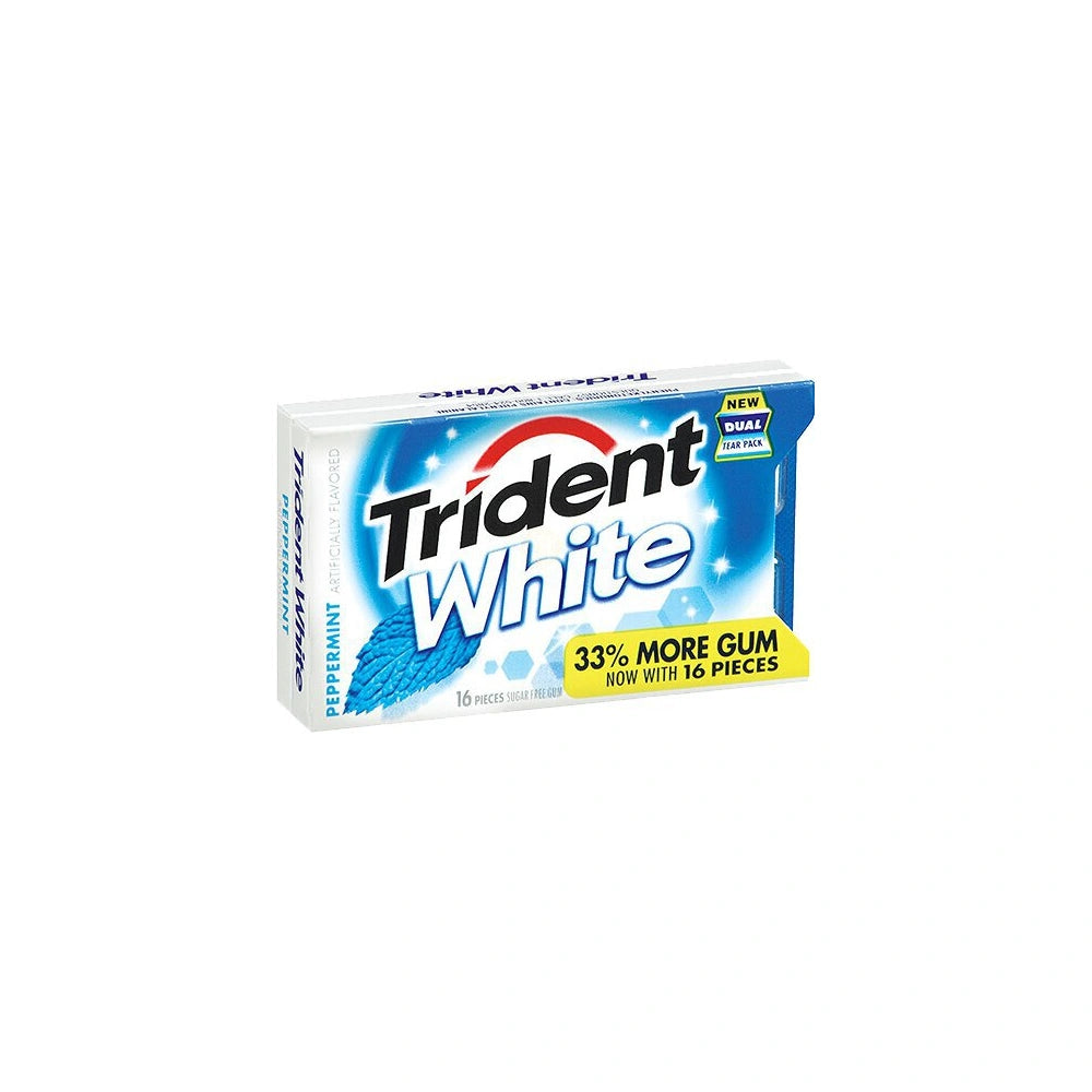 Trident Gum, Sugar Free, Peppermint - 16 Ct (Pack of 162)