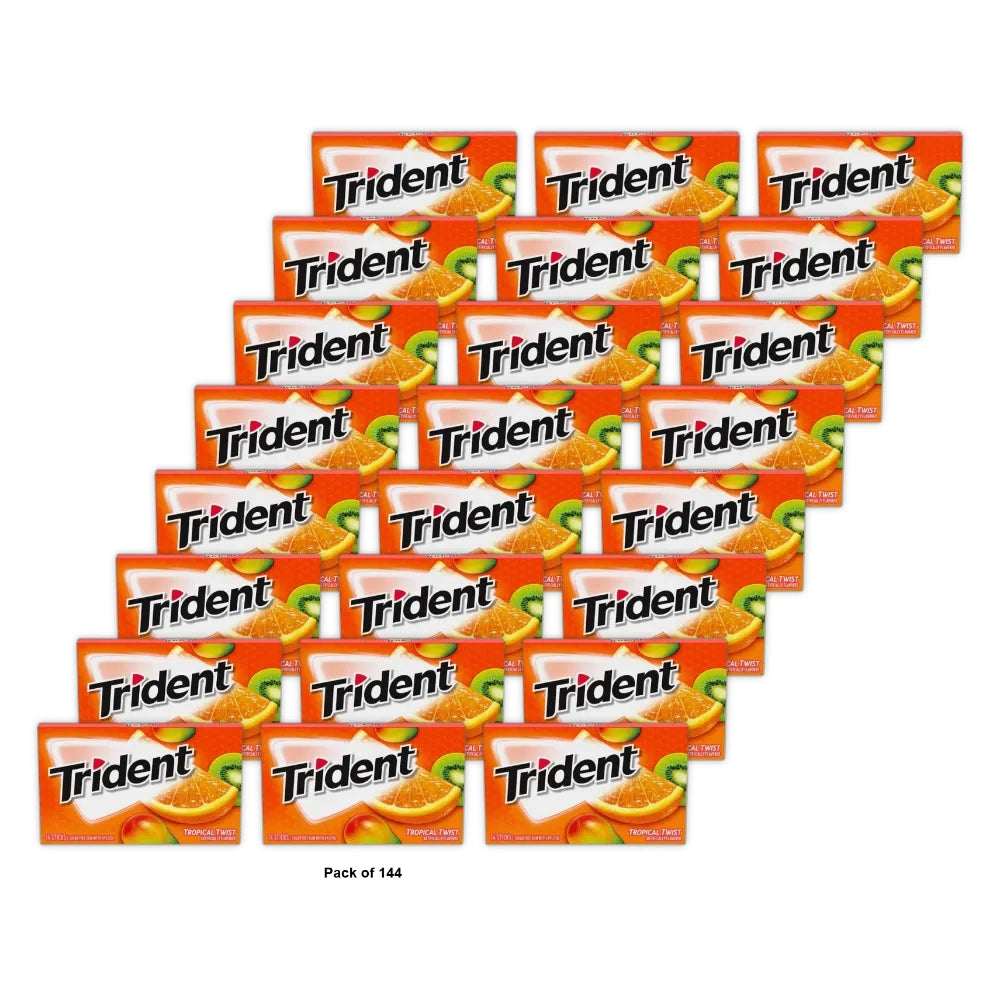 Trident Sugar Free Gum - Tropical Twist, 14 Ct (Pack of 144)